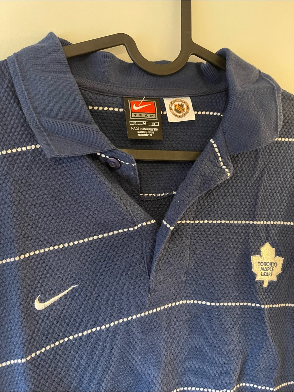 Nike Navy and White Toronto Maple Leafs Polo